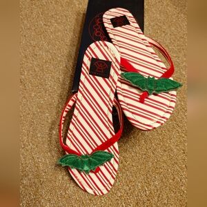 Strange Cvlt Candy Cane Bat Sandals fuzzy